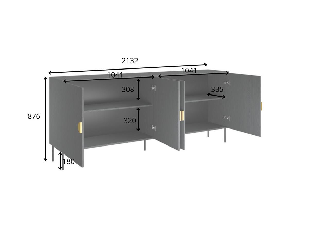 KOMMODE Graphitschwarz 213/87,6/40 - Schwarz, Holzwerkstoff (213/88/40cm) - RAUMHIRSCH FURNITURE