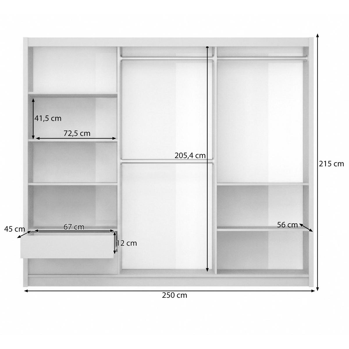 SCHWEBETÜRENSCHRANK Travis mit 2 Türen und LED-Beleuchtung, 250 cm, Kaschmir - Kaschmir, Holzwerkstoff (250/215/65cm) - Beautysofa
