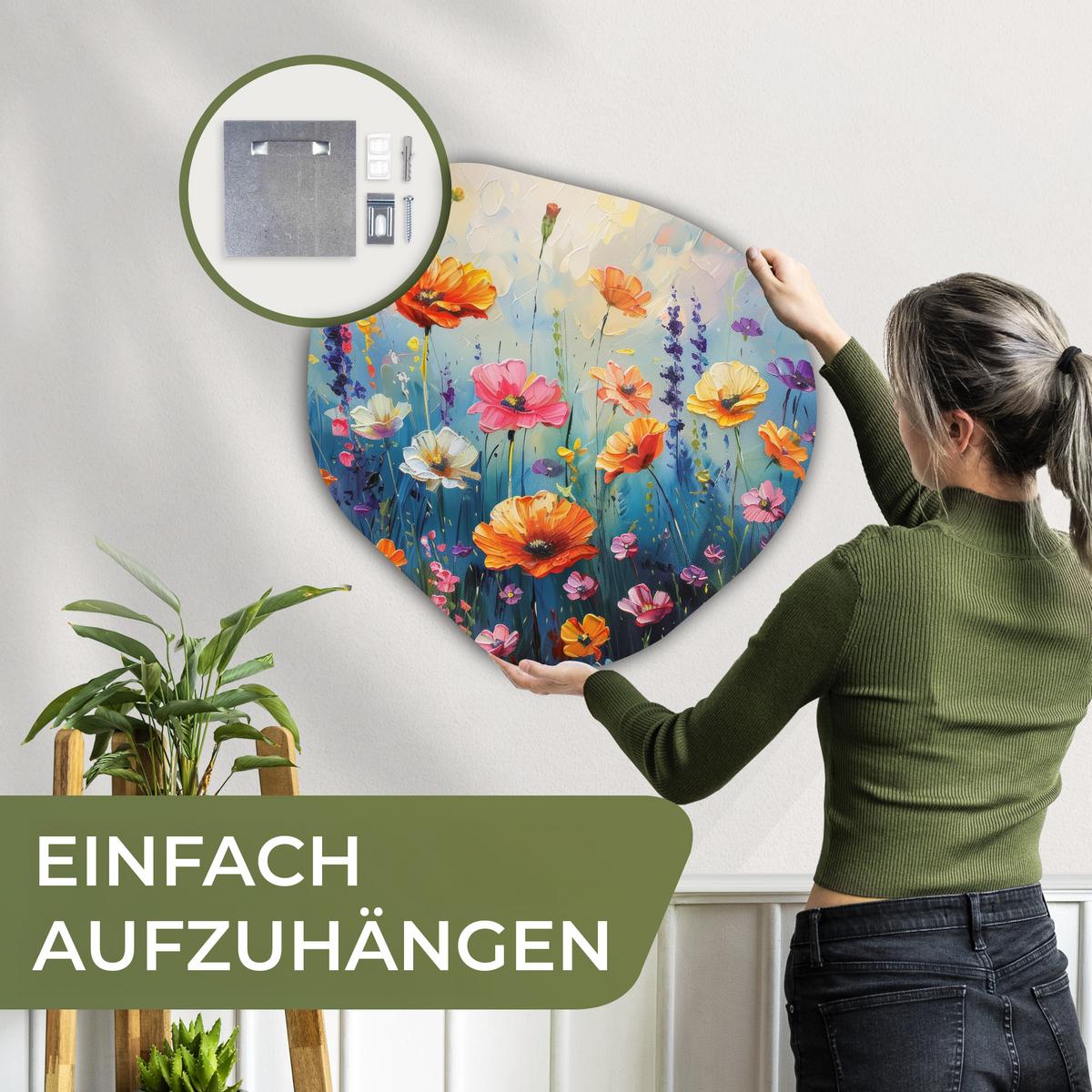 WANDBILD Blumen - Natur - Aquarell - Kunst Wandbild 60x60 cm - Multicolor, Kunststoff (60/60cm) - MuchoWow