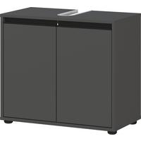 WASCHBECKENUNTERSCHRANK 63 cm mit zwei Türen und Einlegeboden | Graphit - Schwarz, Holzwerkstoff (63/55/34cm) - KADIMA DESIGN