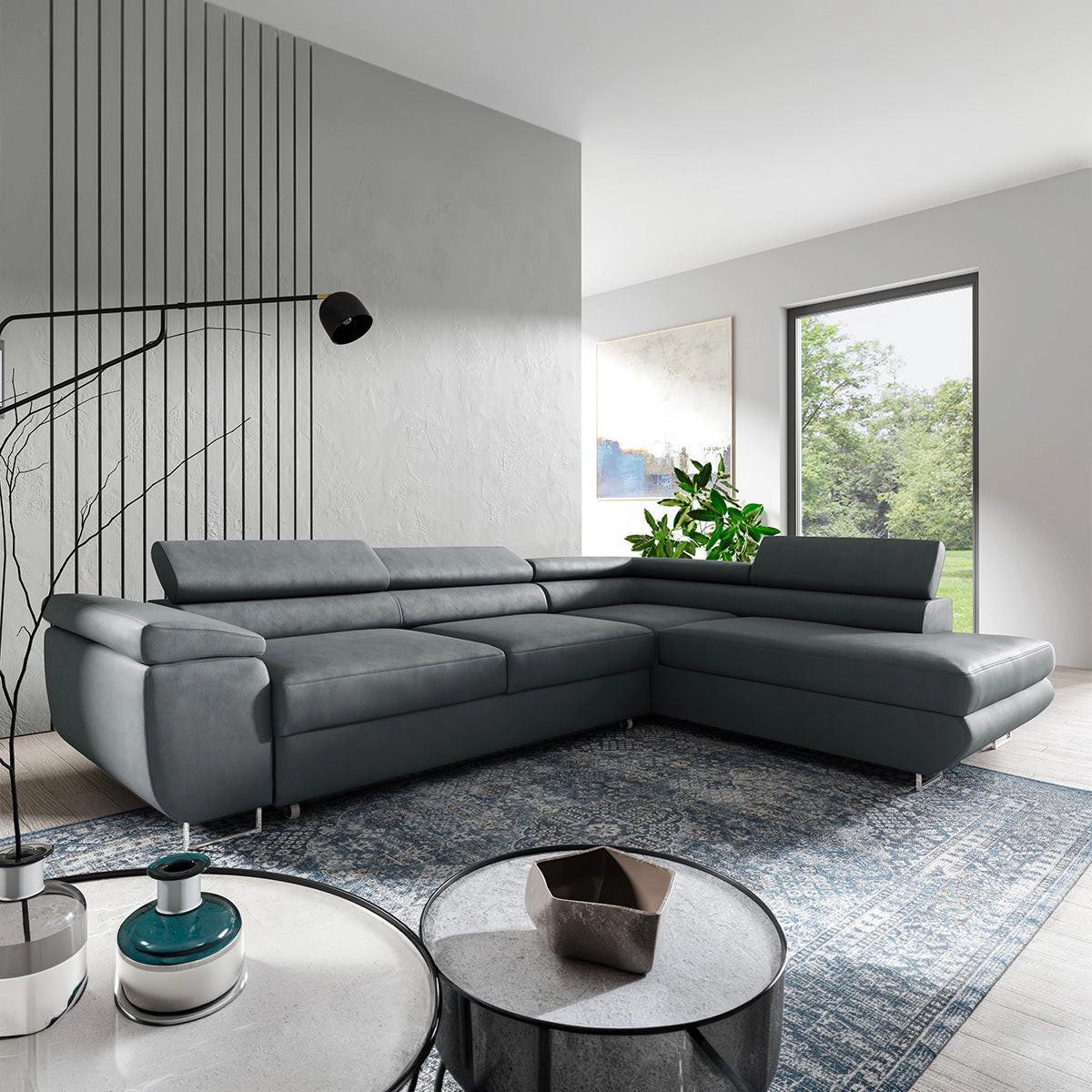 ECKSOFA Lyam 4 Sitzplätze Dunkelgrau - Grau, Textil (271/201cm) - Petits-meubles