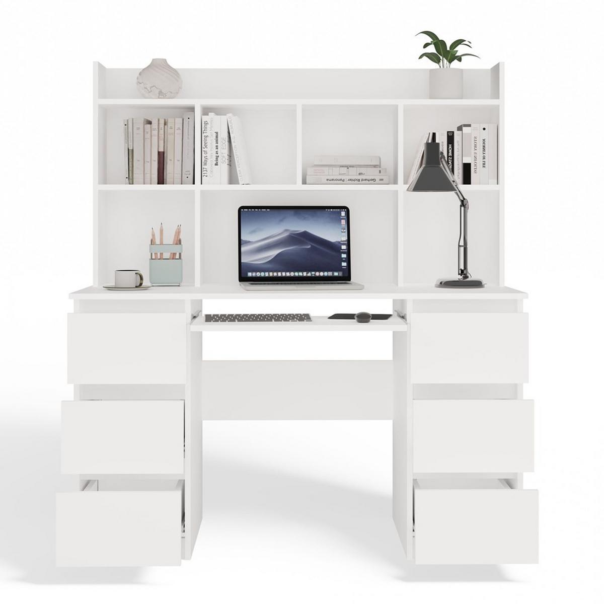 SCHREIBTISCH Weiß 130/146/51 - Weiß, Holzwerkstoff (90/50/146cm) - RAUMHIRSCH FURNITURE