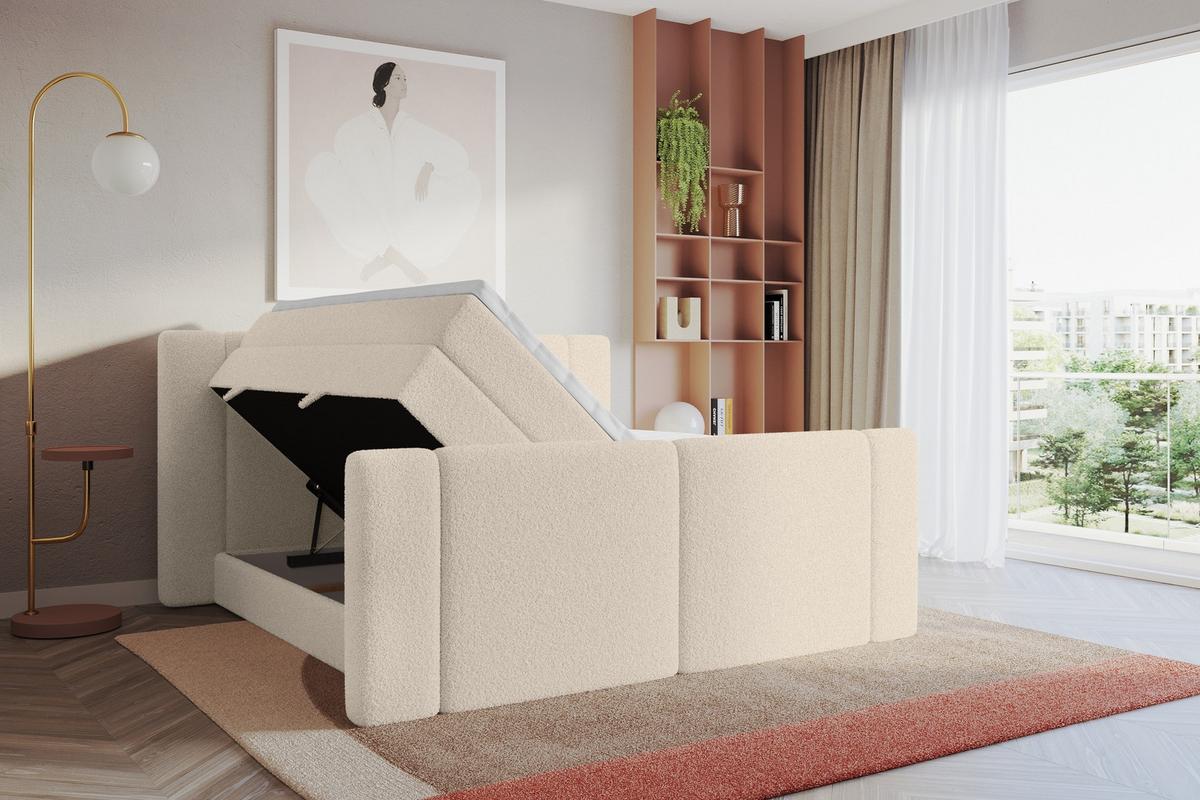 BOXSPRINGBETT mit Matratze H3/H4 - EVON KING Zanozek - 180x200 cm Dunkelbeige - Cappuccino, Holzwerkstoff (180/200cm) - ALTDECOR