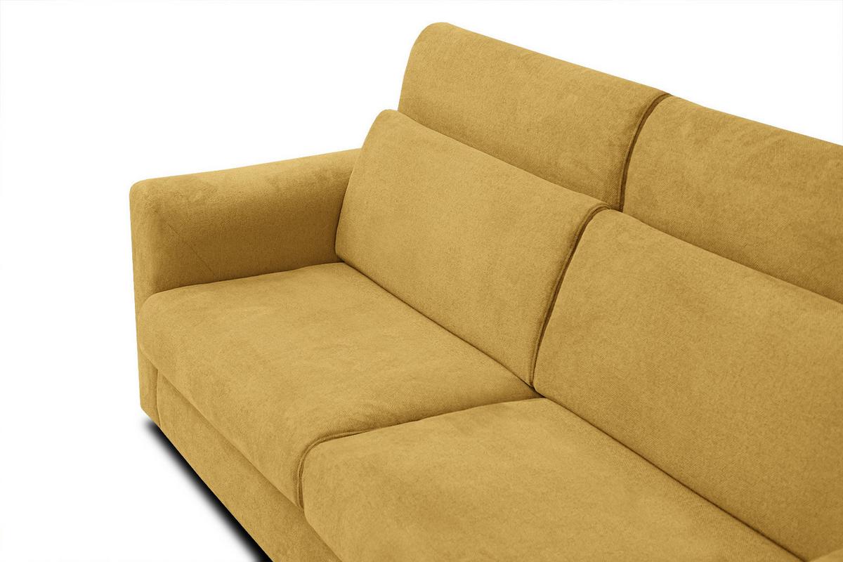 SOFA MEZO 3-Sitzer mit Schlaffunktion, gelb - Gelb/Schwarz, Holz/Textil (232/90/107cm) - Wozimo