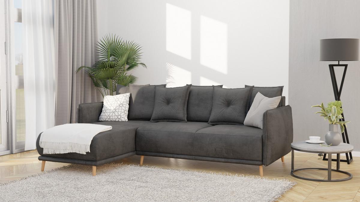 ECKSOFA Chroma Graphit Luxusmicrofaser - Graphitfarben/Braun, Holz/Textil (238/170cm) - S-Style