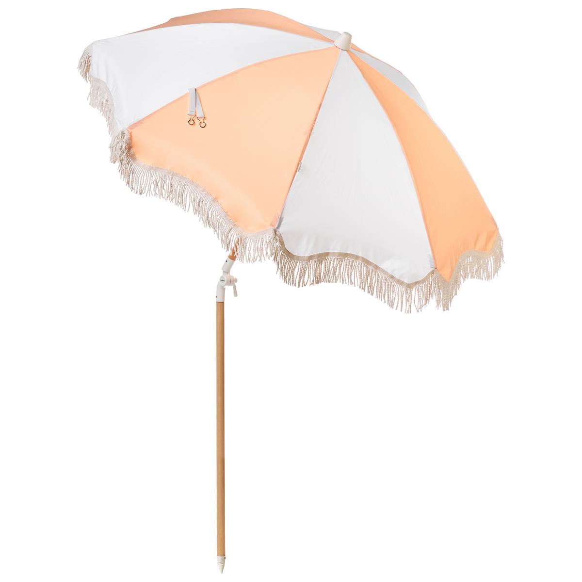 SONNENSCHIRM 155 cm Orange Mondello - Weiß/Orange, Holz (155/155cm) - Beliani