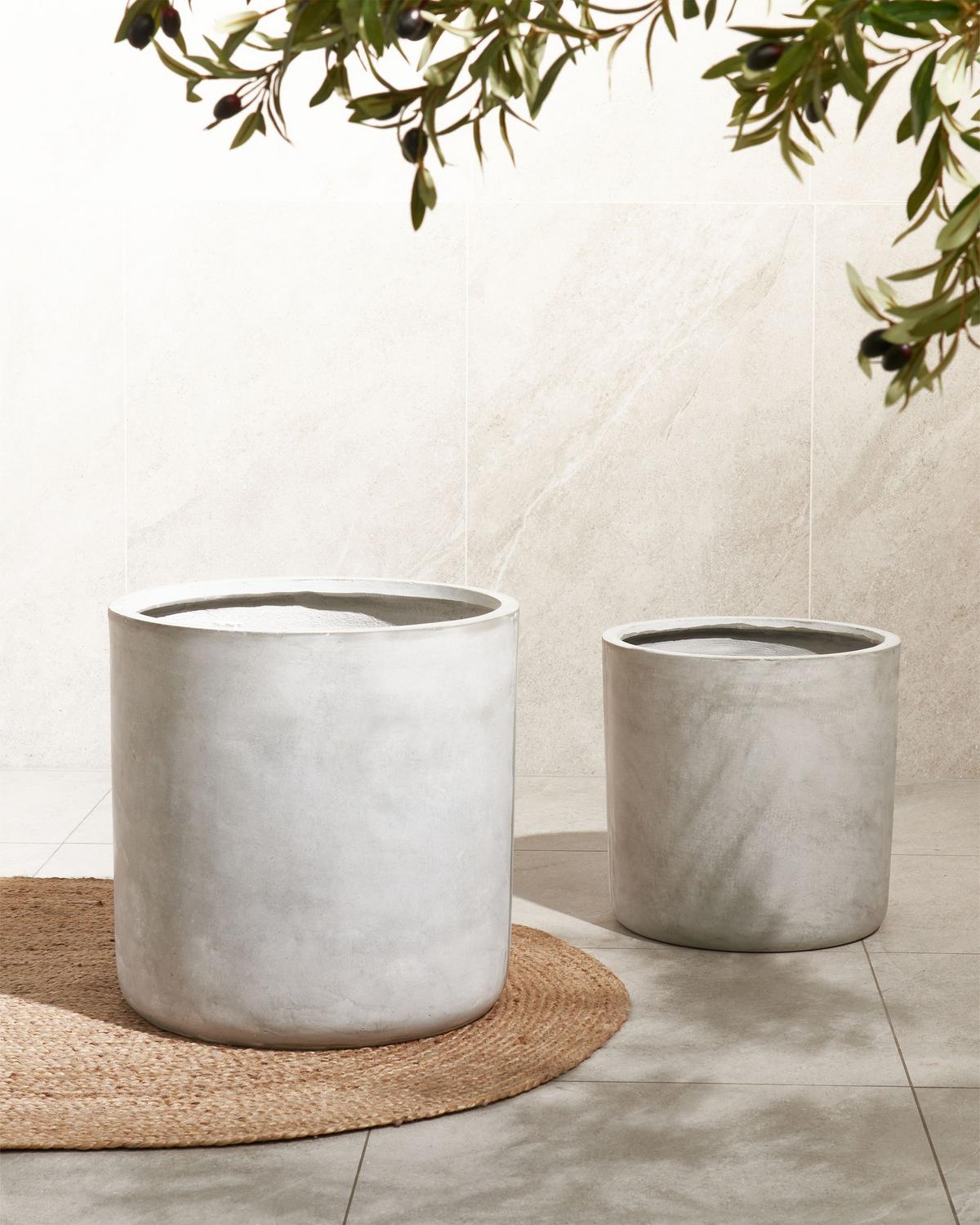 BLUMENTOPF Grau Messene - Grau, Naturmaterialien (50cm) - Beliani