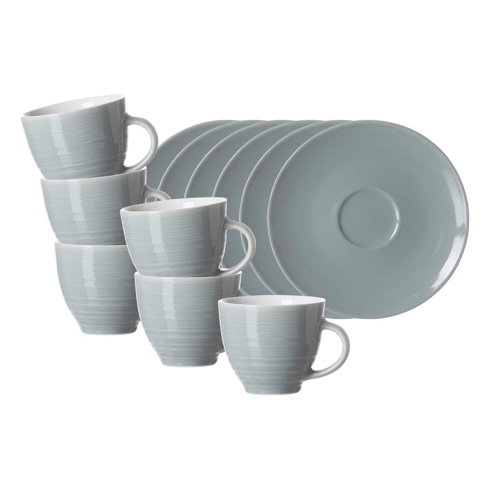 ESPRESSOTASSEN MIT UNTERTASSEN Suomi Blau 90 ml 6er Set - Blau, Keramik (0.09L) - Ritzenhoff Breker