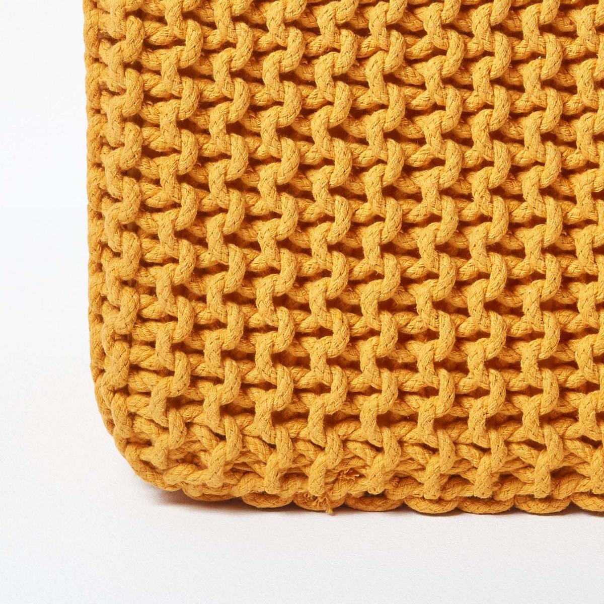 STRICK-POUF senfgelb, Sitzwürfel 35/35/35 cm - Currygelb, Textil (35/35/35cm) - Homescapes