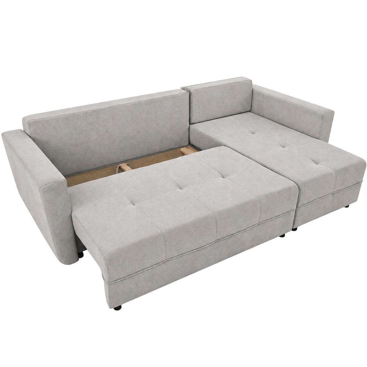ECKSCHLAFSOFA Verona mit Bettkasten und universeller Ottomane 240 cm, Beige - Beige, Textil (240/148cm) - Beautysofa