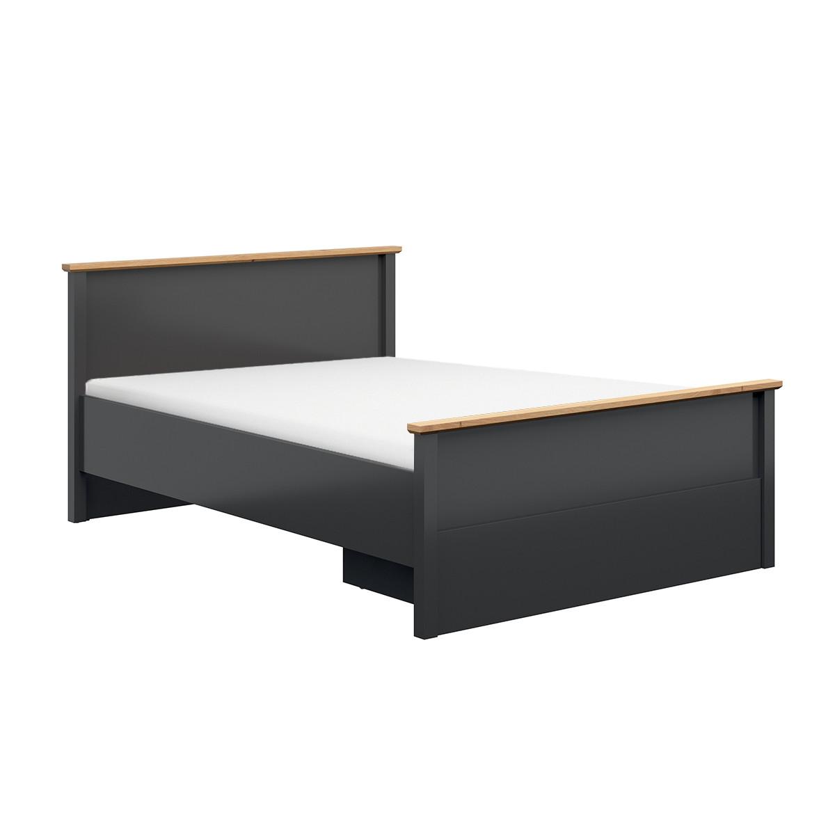 BETT 140/200 Duck Anthrazitgrau und Holz in Eichenoptik - Grau, Holzwerkstoff (140/200cm) - Petits-meubles