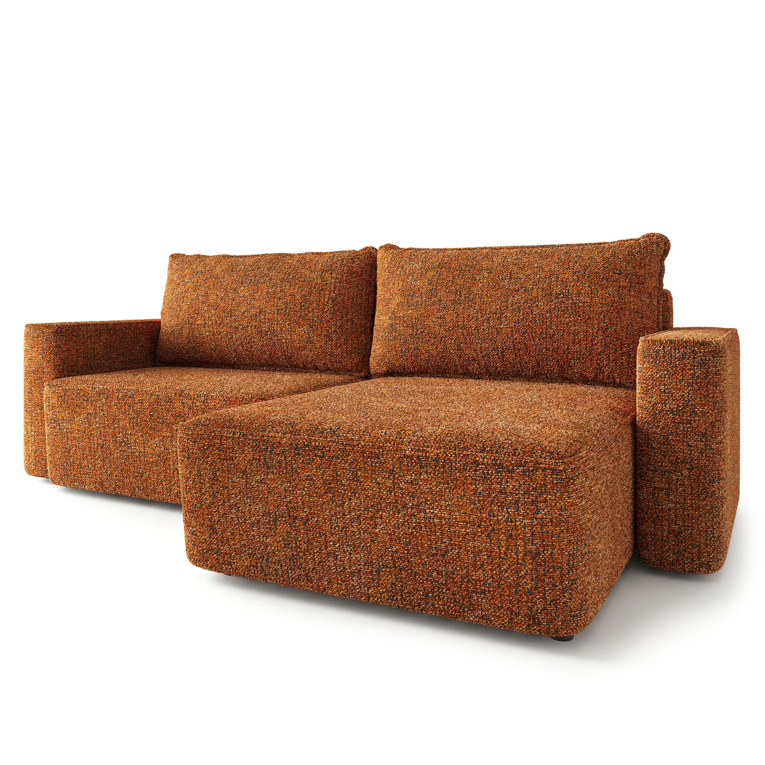 ECKSOFA BELISE BL Orange Chenille mit Schlaffunktion - Orange, Holz/Textil (252/162cm) - MASSENO