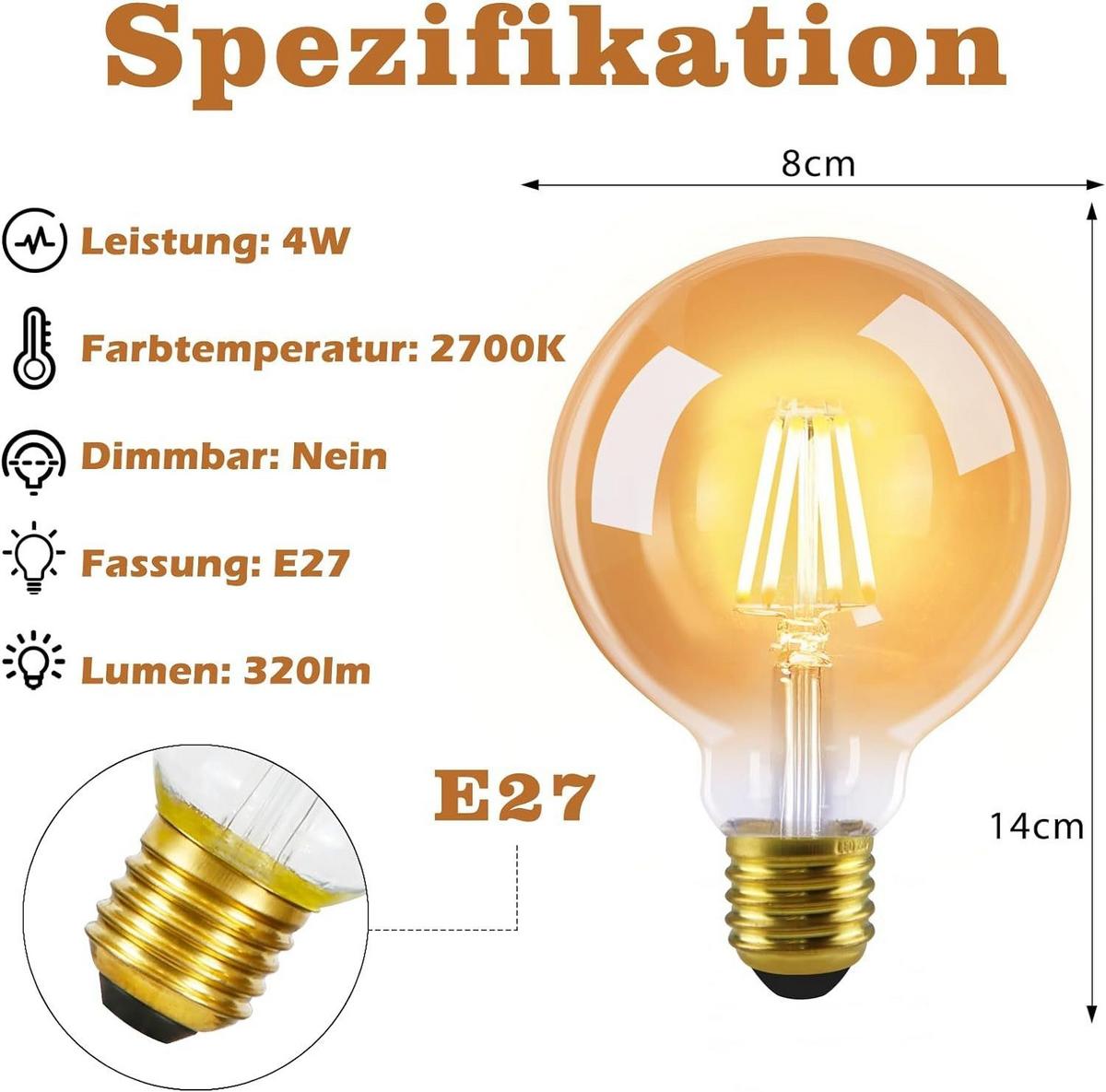LED-LEUCHTMITTEL E27 4W(2er-set) - Transparent, Glas (8/14cm) - Nettlife