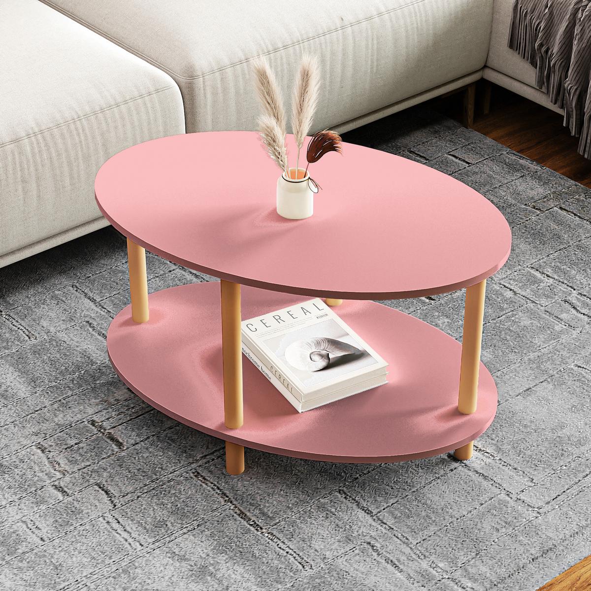 COUCHTICH Højreby 70/44/43 cm - Pink/Naturfarben, Holz/Holzwerkstoff (70/44/43cm) - [en.casa]