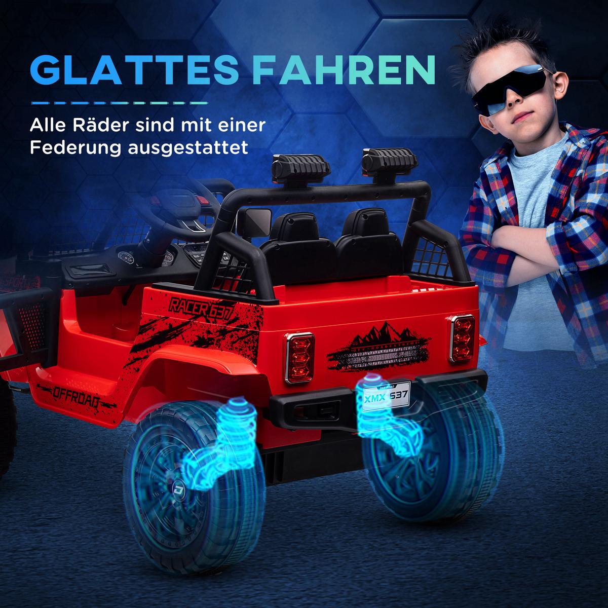 ELEKTRO Kinderauto - Rot, Metall (109/67/68.5cm) - AIYAPLAY