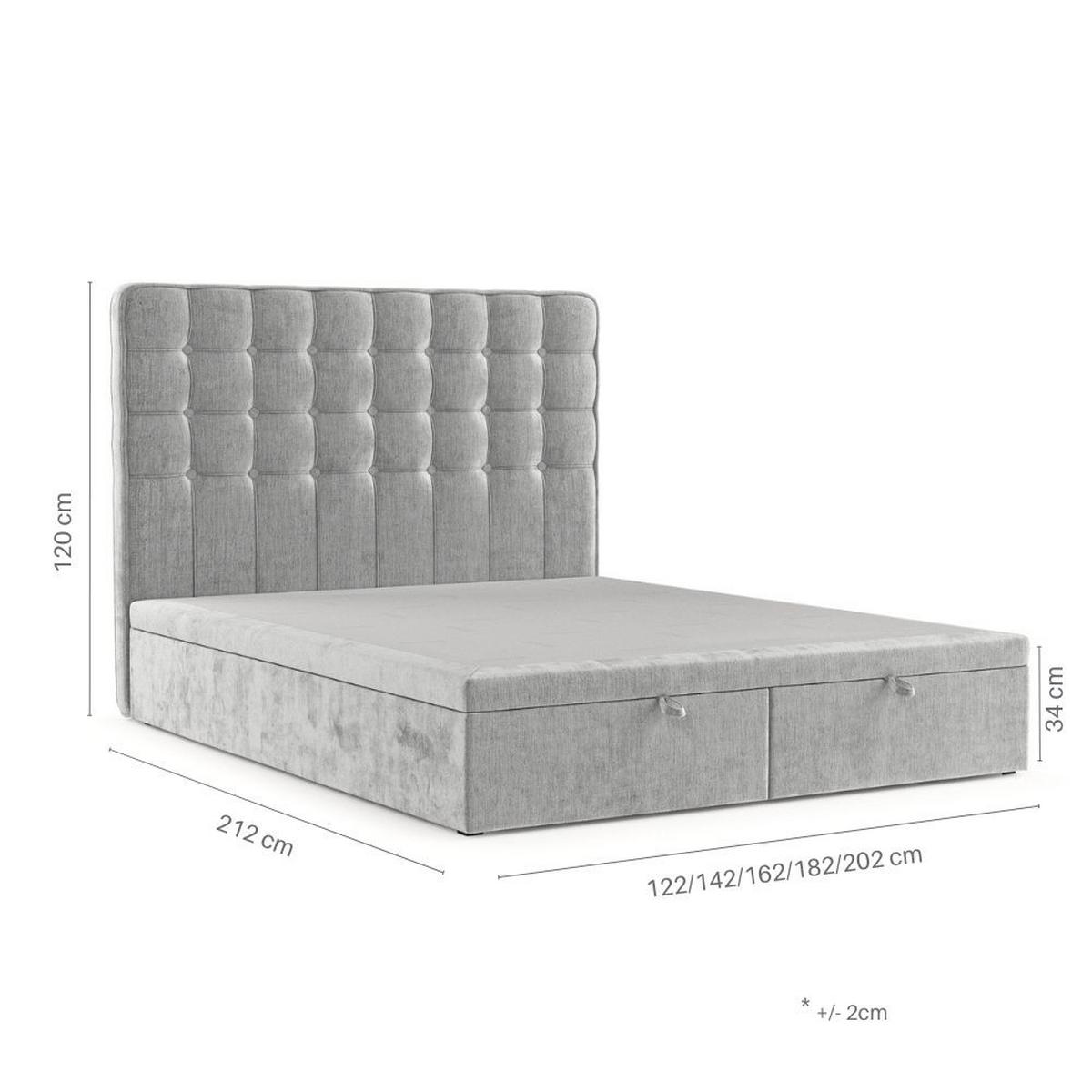 POLSTERBETT Celestia mit Stauraum 140/200 cm Hellgrau im Lotta Stoff - Hellgrau/Schwarz, Holz/Holzwerkstoff (140/200cm) - AltaBeds