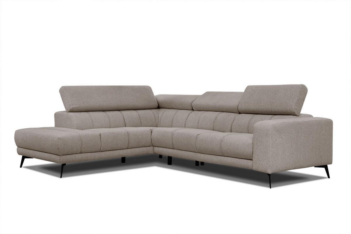 ECKSOFA MORELLO 5-Sitzer, taupe - Taupe/Schwarz, Holzwerkstoff/Textil (158/269cm) - Wozimo