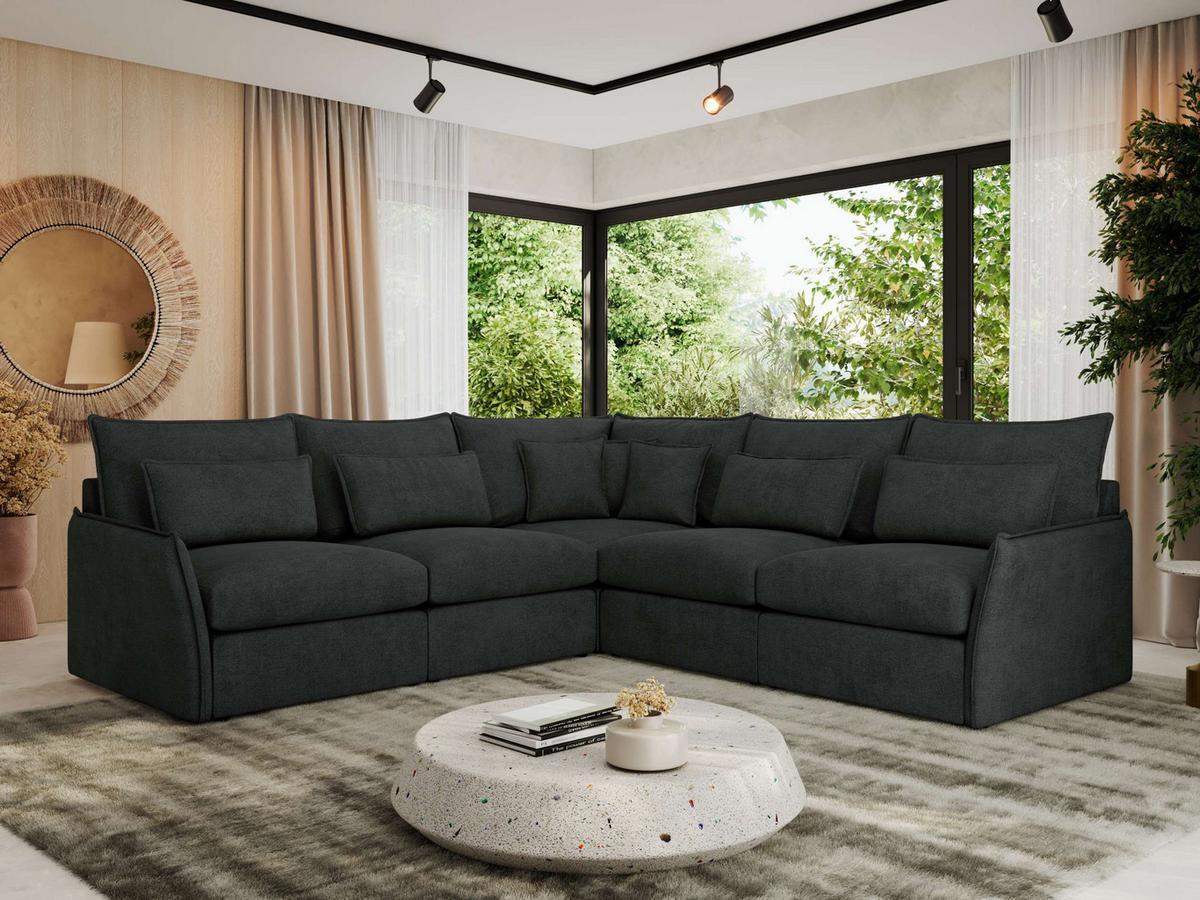 ECKSOFA VERSO L Dunkelgrau Struktur - Dunkelgrau/Schwarz, Kunststoff/Textil (270/270cm) - MKS