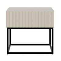NACHTSCHRANK Veldio Graubeige mit schwarzen Beinen 50 cm - Taupe/Greige, Holzwerkstoff/Metall (50/44/35.6cm) - Selsey