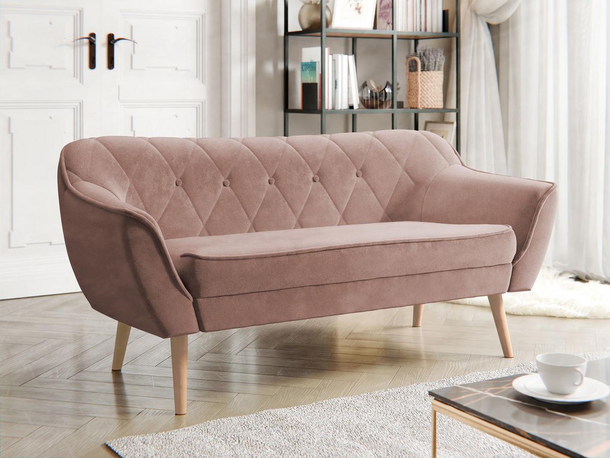 SOFA Skand 2 - Rosa/Naturfarben, Holz/Textil (140/75/74cm) - MIRJAN24