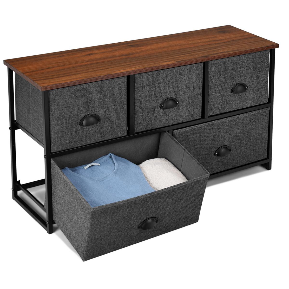 SCHUBLADENKOMMODE aus Stoff Schwarz - Schwarz, Holz (100/54/30cm) - COSTWAY