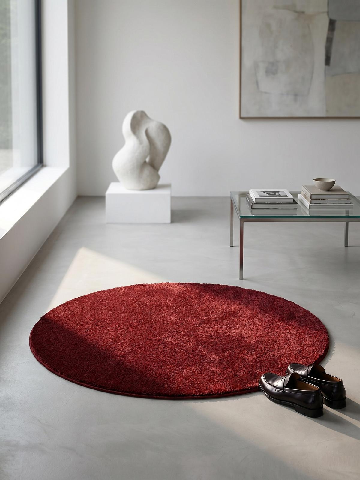 TEPPICH Kurzflor MAIN in Rot, einfarbig, Ø 120 cm - Rot, Textil (120/120cm) - KADIMA DESIGN