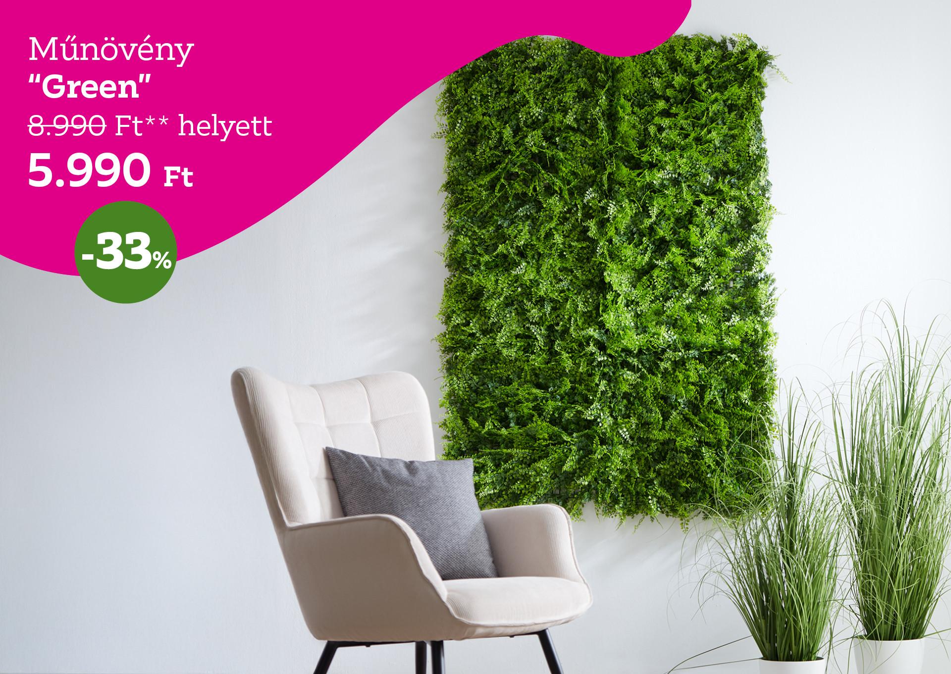 Műnövény GREEN 8990 Forint helyett 5990 Forint, kedvezmény mértéke 33%