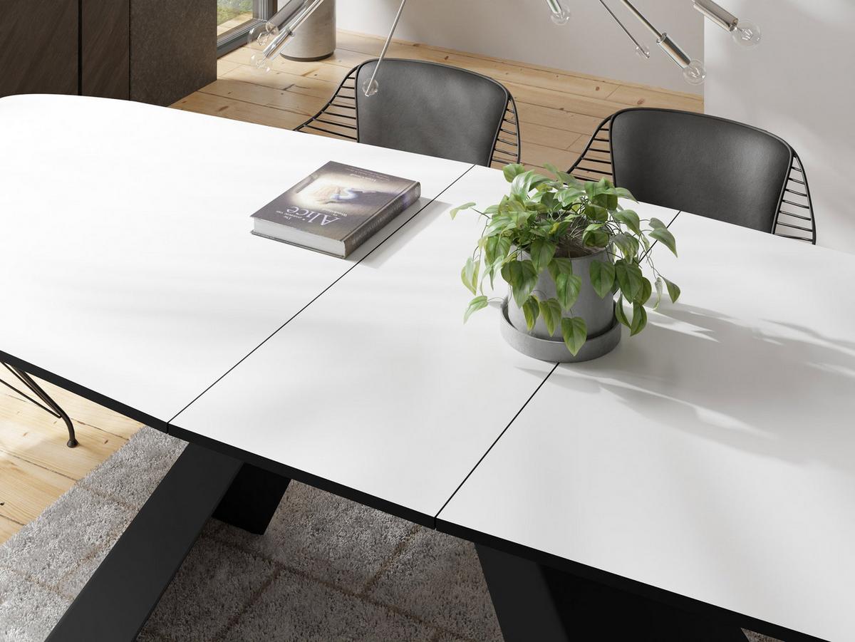ESSTISCH Monte rechteckig ausziehbar, Weiß 180-220/90/76 cm - Schwarz/Weiß, Holzwerkstoff/Metall (90/218/76cm) - WFL GROUP