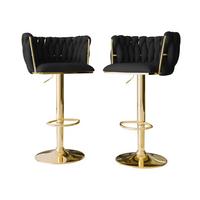 BARHOCKER-SET Muz BS-1142 (2 Stück in Samt) - Goldfarben/Schwarz, Textil/Metall (50/107/52cm) - MIRJAN24