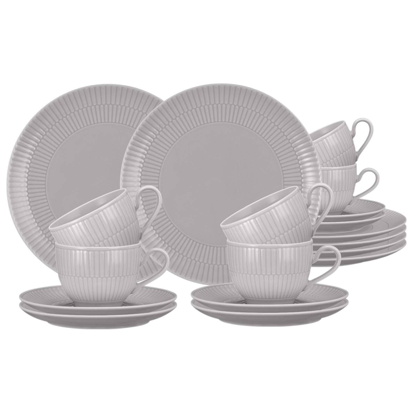 KAFFEESERVICE Amina Silbergrau 18-tlg. - Grau, Keramik (2/2/2cm) - Seltmann Weiden