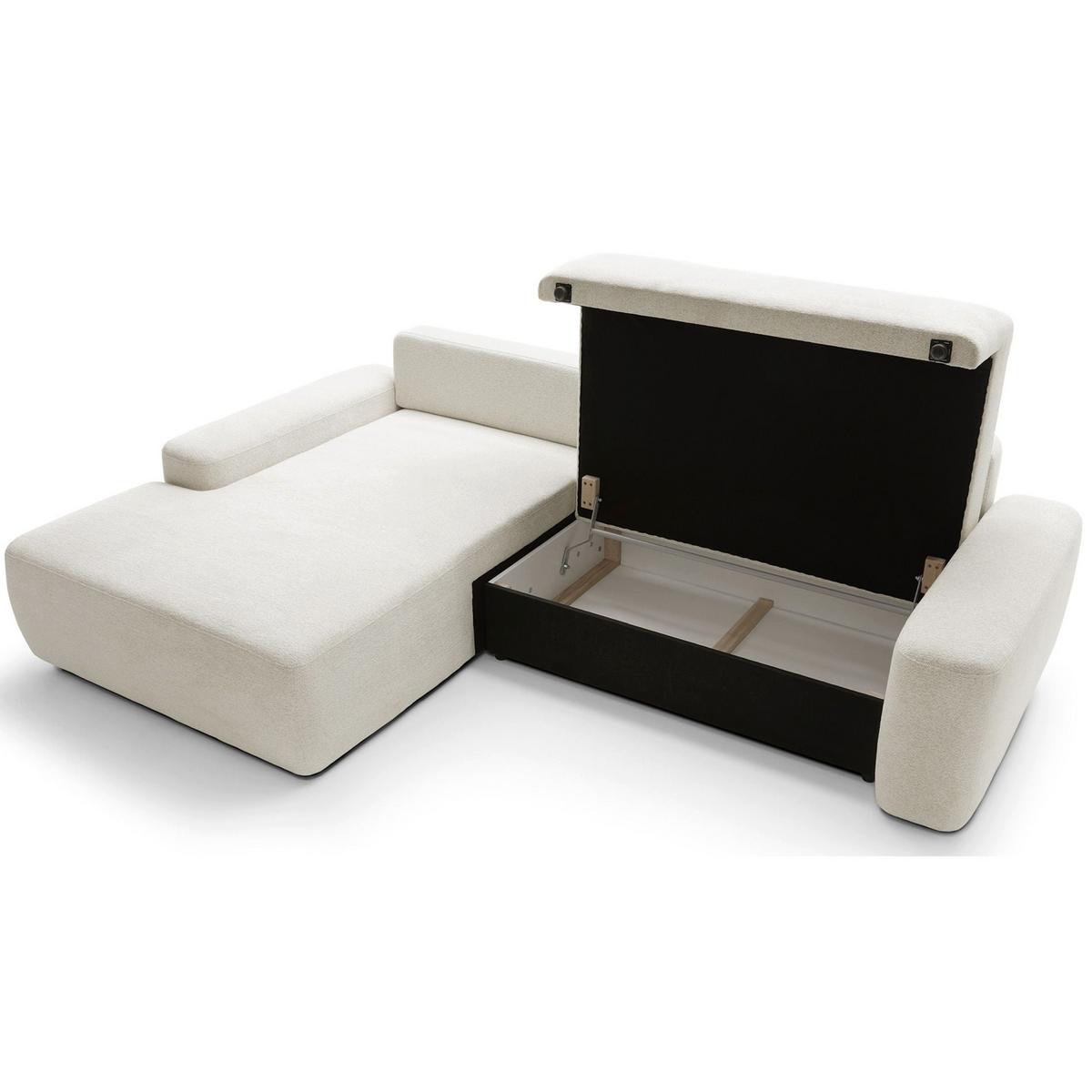 ECKSOFA Baleo Creme Chenille-Bezug - Creme/Schwarz, Kunststoff/Textil (264/162cm) - Selsey