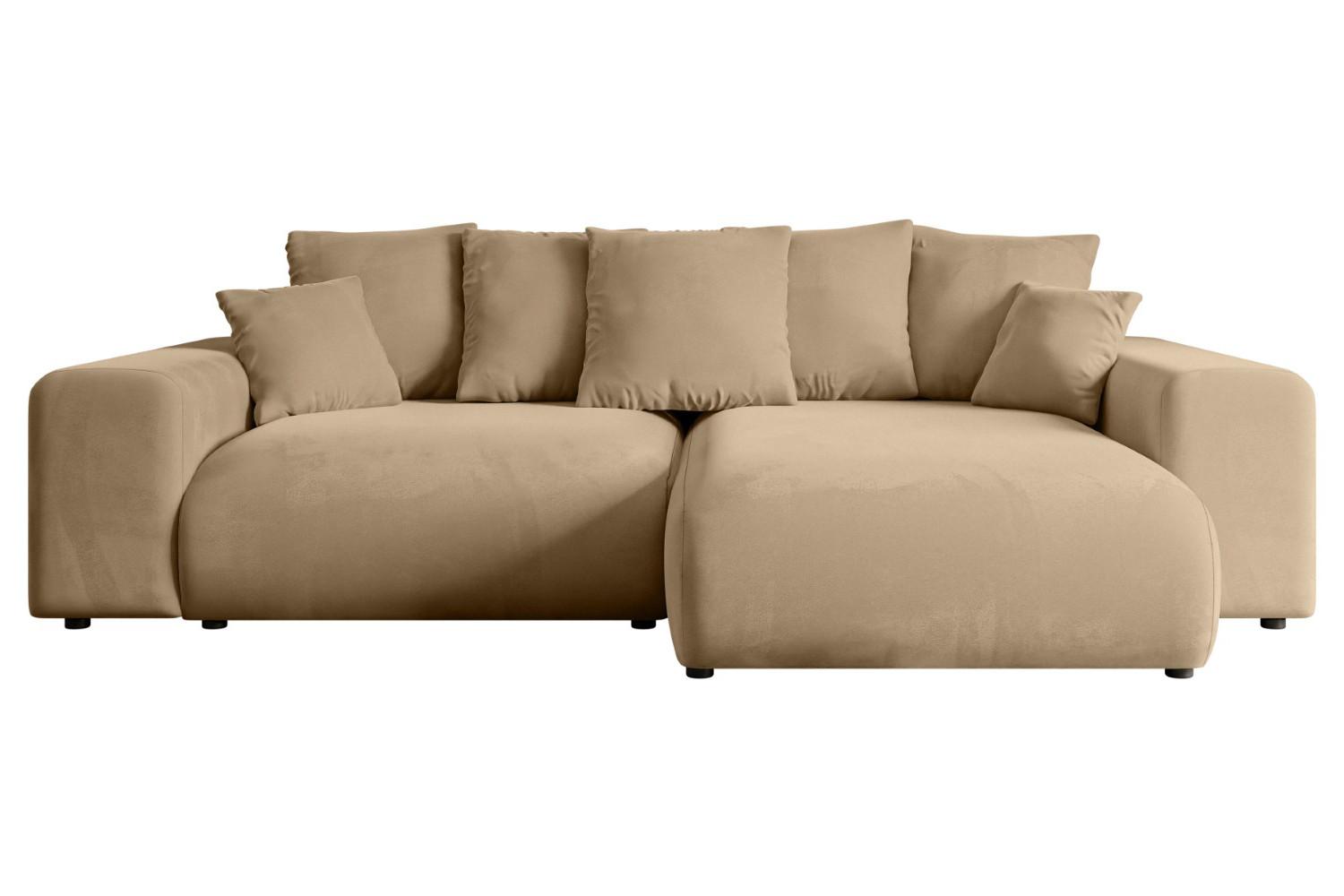 ECKSOFA Ottomane rechts ESKAR-L 266x176x72 Beige Velours - Beige/Schwarz, Holzwerkstoff/Kunststoff (176/266cm) - ALTDECOR