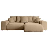ECKSOFA Ottomane rechts ESKAR-L 266x176x72 Beige Velours - Beige/Schwarz, Holzwerkstoff/Kunststoff (176/266cm) - ALTDECOR