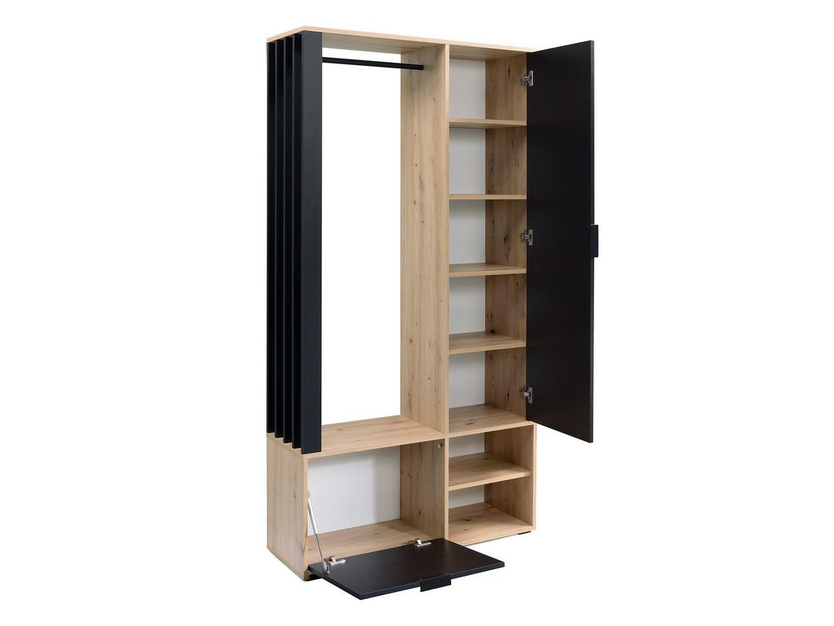 GARDEROBE Milo - Nussbaumfarben/Schwarz, Holzwerkstoff/Kunststoff (100/190/33cm) - MIRJAN24