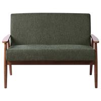 SOFA 2-Sitzer Dunkelbraun/Grün Esrum - Dunkelbraun/Grün, Holz/Textil (111/79/72cm) - Beliani