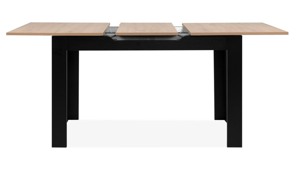 ESSTISCH Eiche Artisan, schwarz 125 - 165 cm, Küchentisch ausziehbar - Schwarz/Eiche Artisan, Holzwerkstoff (125/80/75cm) - Furn.Design