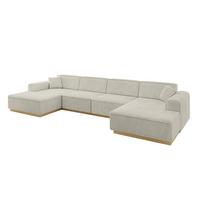 WOHNLANDSCHAFT IREA-U2-v2 - 386x165x80 cm Creme - Ecru/Creme, Holzwerkstoff/Textil (386/80/165cm) - ALTDECOR