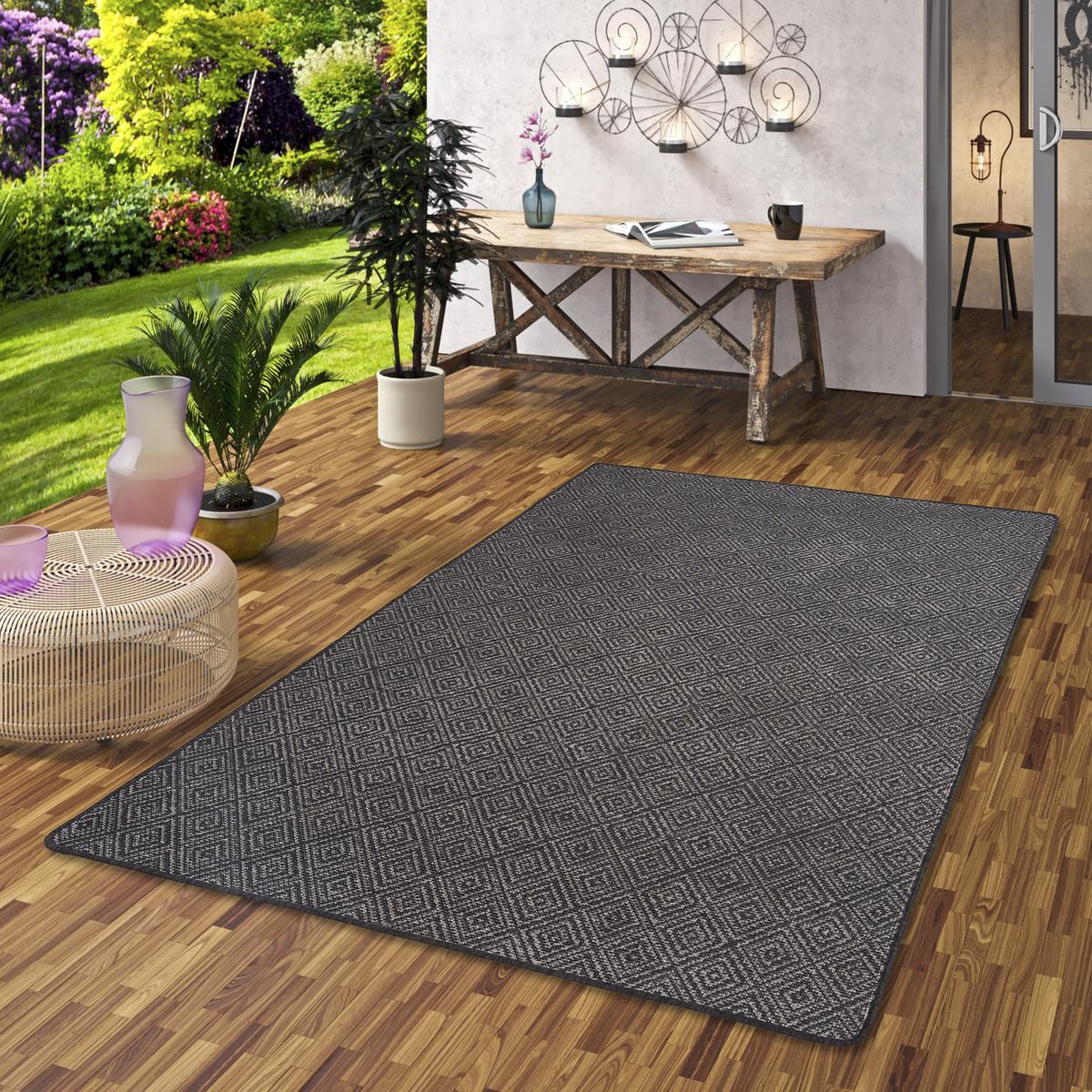 IN- UND OUTDOOR TEPPICH BEIDSEITIG NEWPORT MODERN - Anthrazit, Textil (100/400cm) - Snapstyle