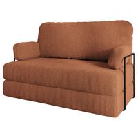 BETTSOFA KESTE aus Schaumstoff Bucle-Stoff Orange Schlaffunktion - Orange, Textil (140/86/60cm) - MASSENO