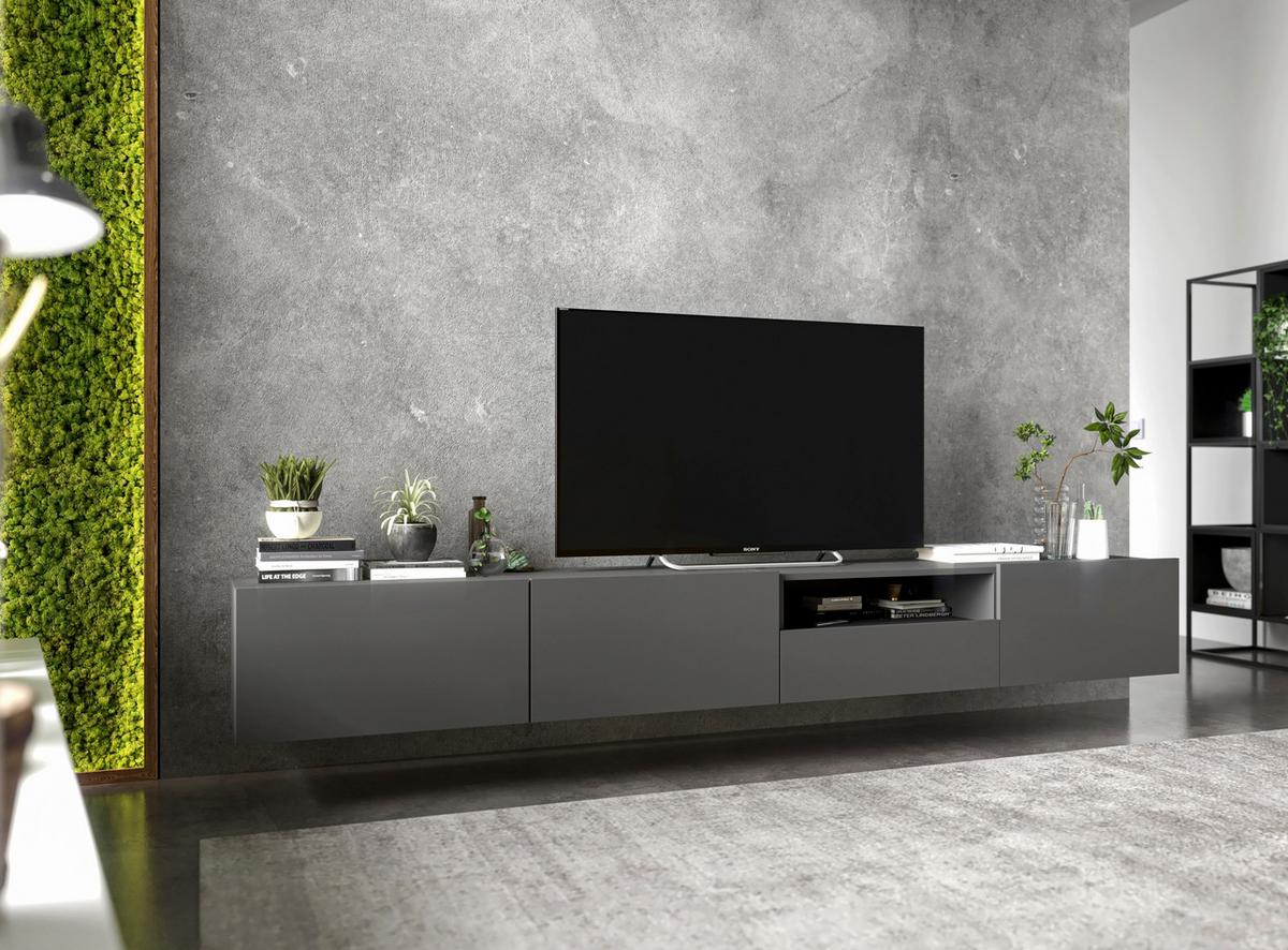 TV-LOWBOARD 2-er Set Enjoy Grau Matt Schublade 120 cm - Grau, Holzwerkstoff (240/30/35cm) - Meble Lindner