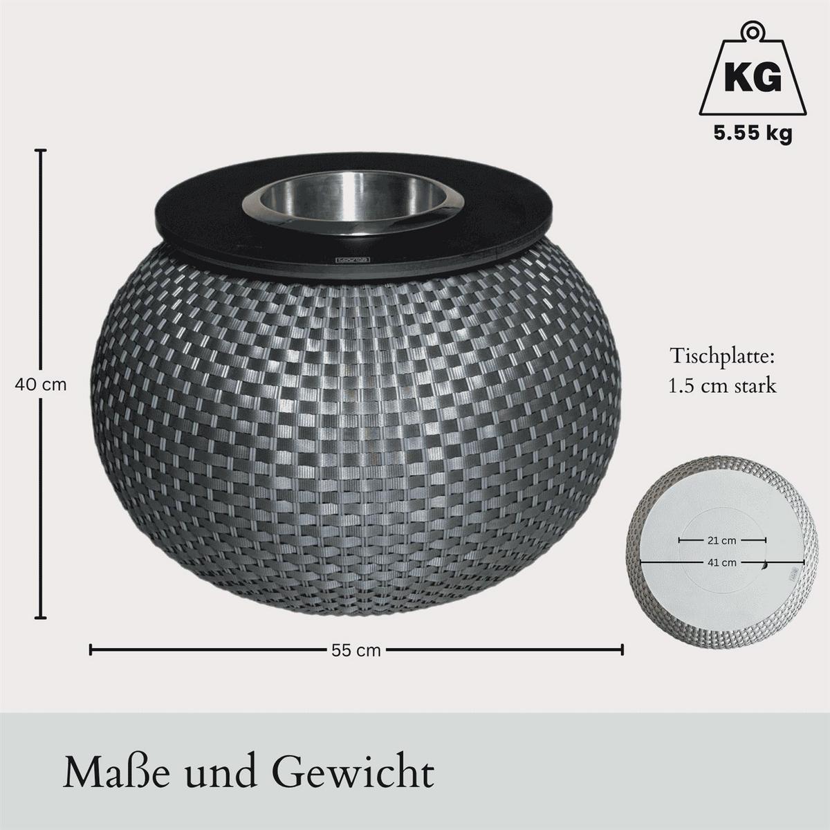 3-IN-1 LOUNGETISCH MIT EDELSTAHL-KÜHLER Milano Champagner 40 cm - Champagner, Kunststoff/Metall (55/55/40cm) - COOTAB Cooler Table