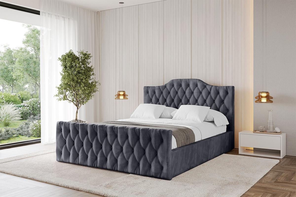 POLSTERBETT mit Bettkasten, Fußteil und Lattenrost, Boxbett mit Matratze H3/H4 - FALIO-Z 120x200 Dunkelgrau - Dunkelgrau, Holzwerkstoff/Textil (120/200cm) - ALTDECOR