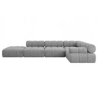 ECKSOFA modulares Sofa Felto-L2 - 380x190x70 cm Hellgrau Velours - Hellgrau, Holzwerkstoff/Textil (380/190cm) - ALTDECOR