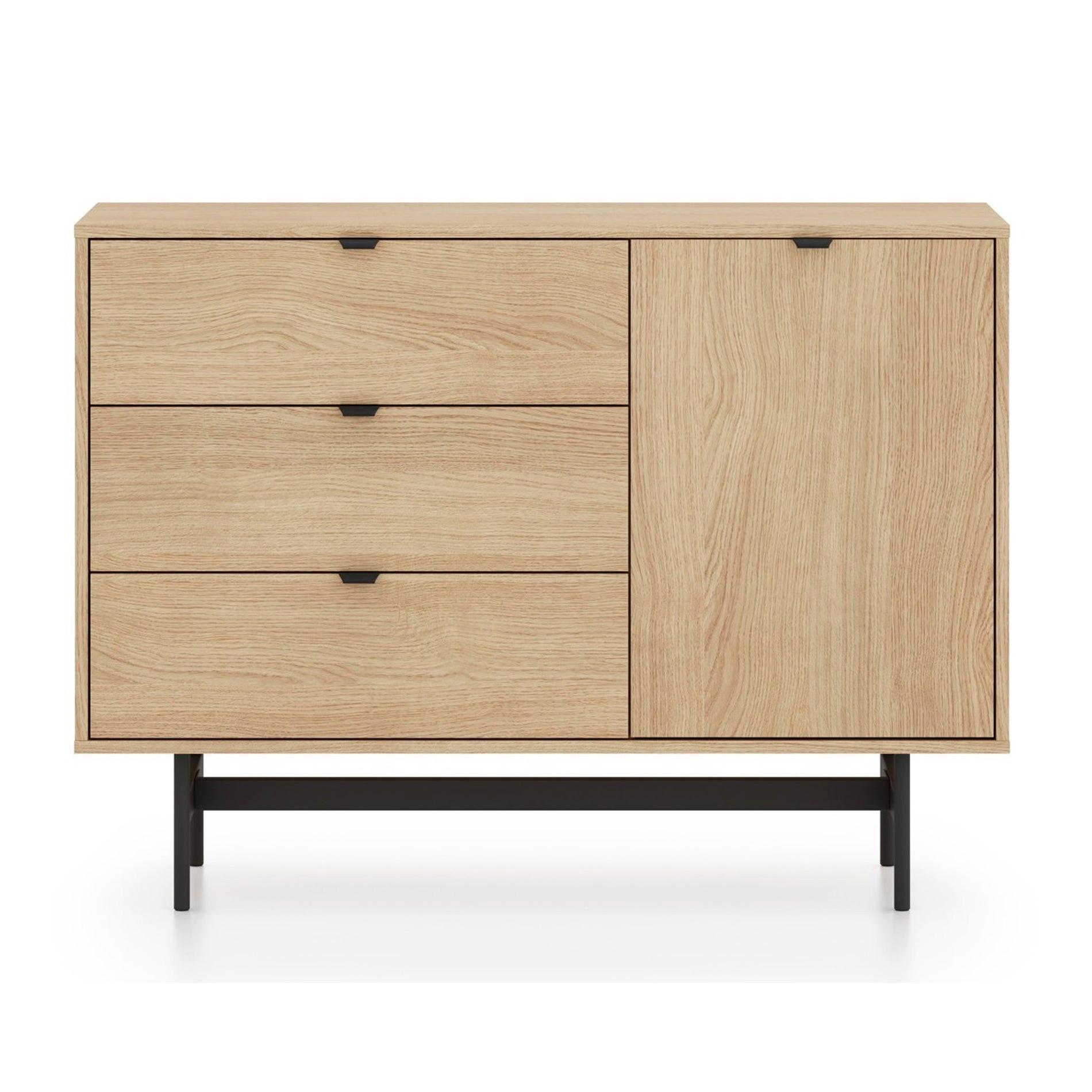 SIDEBOARD Heggers Eiche Mavelie 115 cm - Eichefarben/Schwarz, Holzwerkstoff/Metall (115/85/40cm) - Selsey