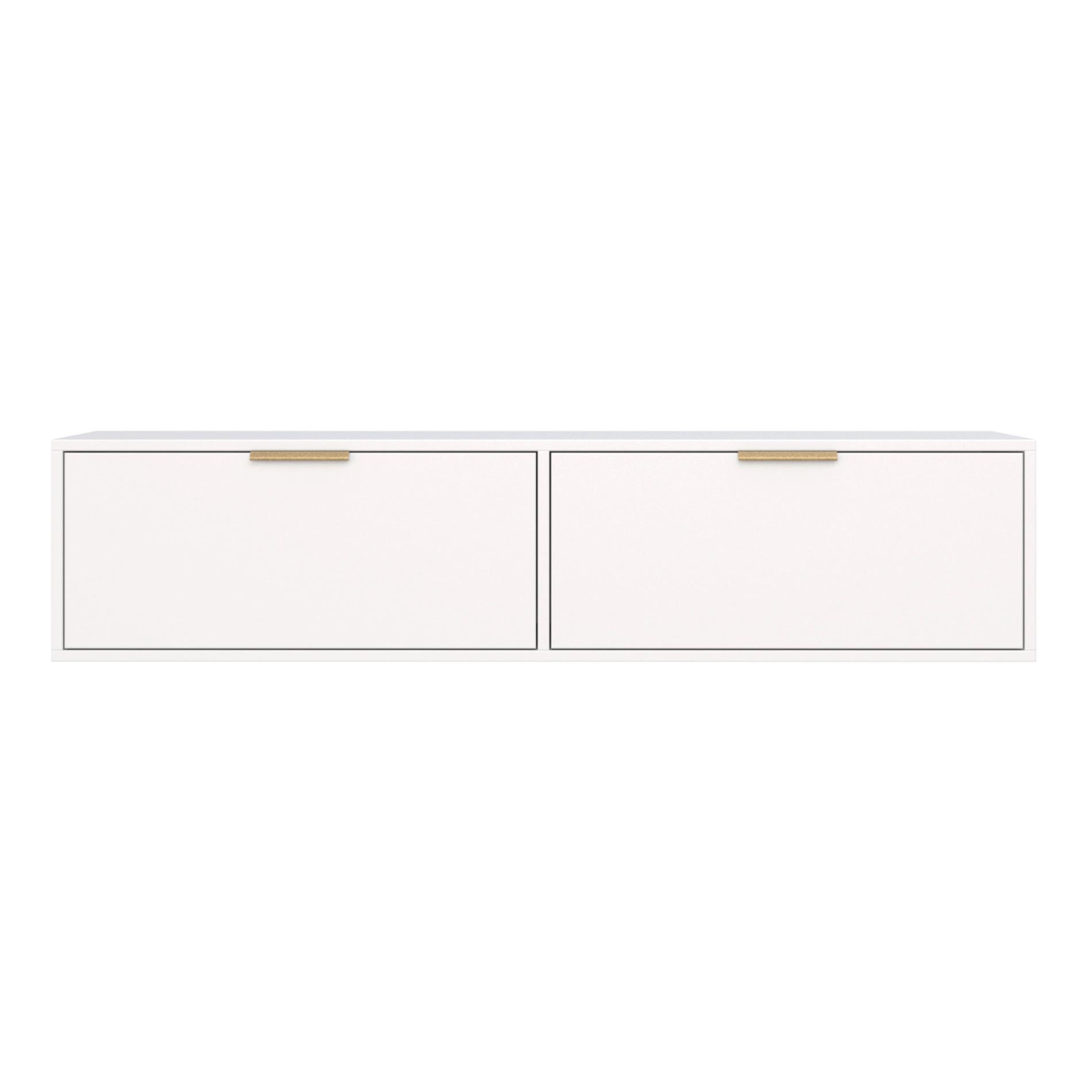 TV-HÄNGEBOARD Vena 2-türig, Weiß, 140 cm - Goldfarben/Weiß, Holzwerkstoff/Kunststoff (138.6/30/30cm) - Selsey