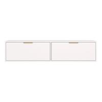TV-HÄNGEBOARD Vena 2-türig, Weiß, 140 cm - Goldfarben/Weiß, Holzwerkstoff/Kunststoff (138.6/30/30cm) - Selsey
