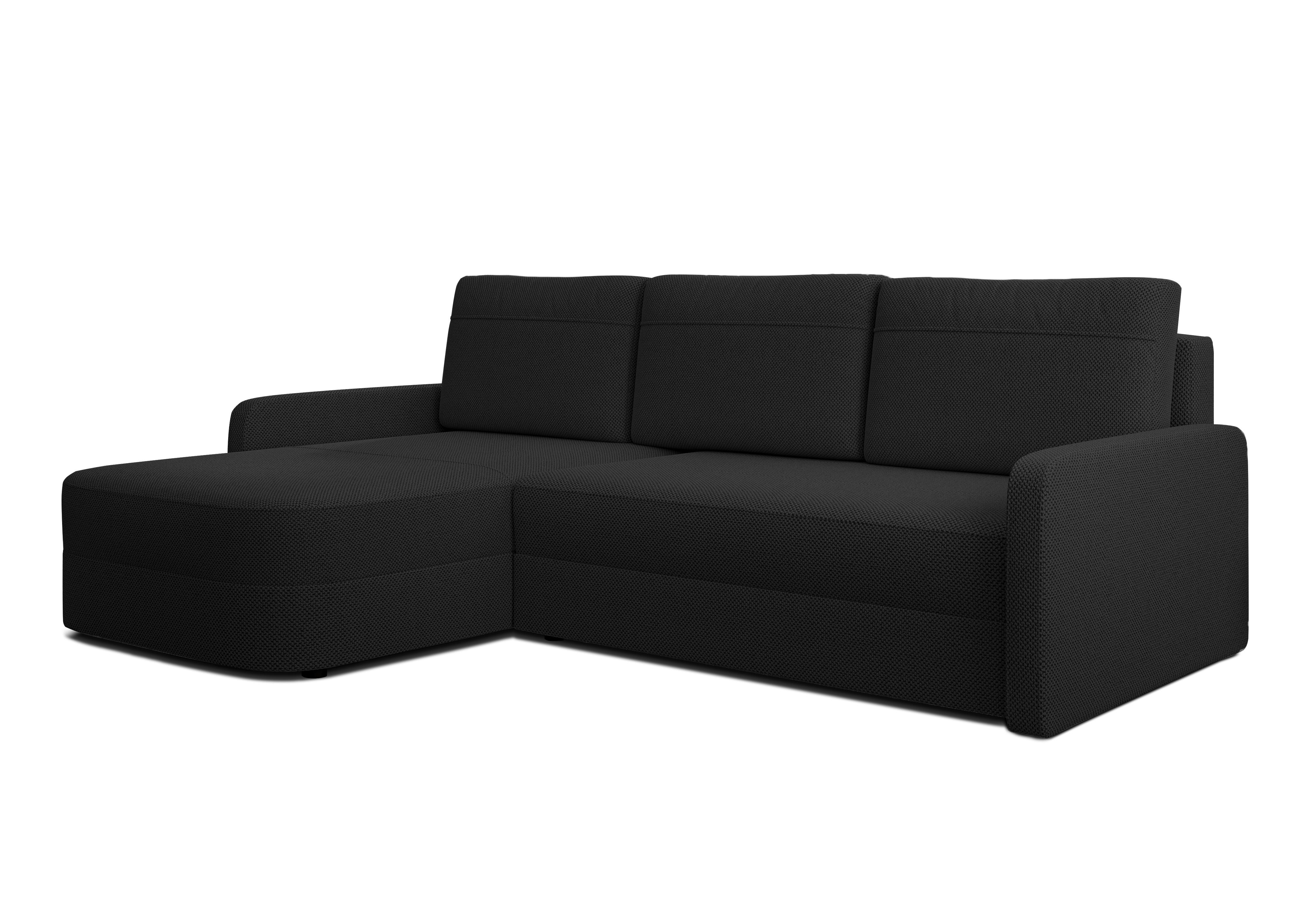 ECKSOFA L Form Nebbiolo Schwarz 250/170/88 cm – modernes Sofa fürs Wohnzimmer - Schwarz, Kunststoff/Textil (250/170cm) - AX Living