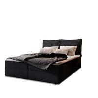 BOXBETT LENTE 160x200 cm mit Matratze und Topper - Schwarz - Schwarz, Holz (160/200cm) - MASSENO