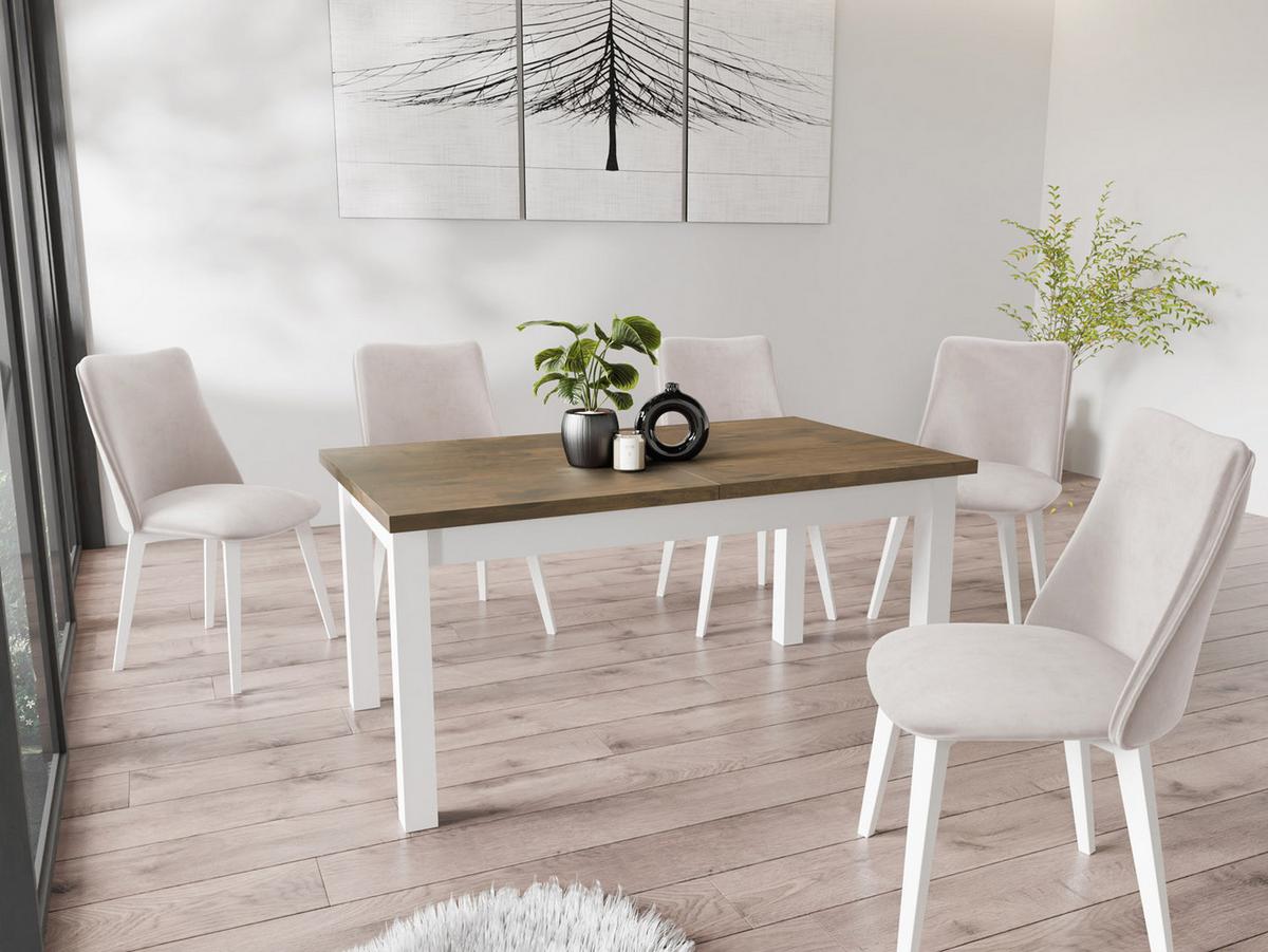 ESSTISCH Molly rechteckig ausziehbar, Lefkas Eiche 160-200/80/75 cm - Alteiche/Weiß, Holz/Holzwerkstoff (80/200/75cm) - WFL GROUP