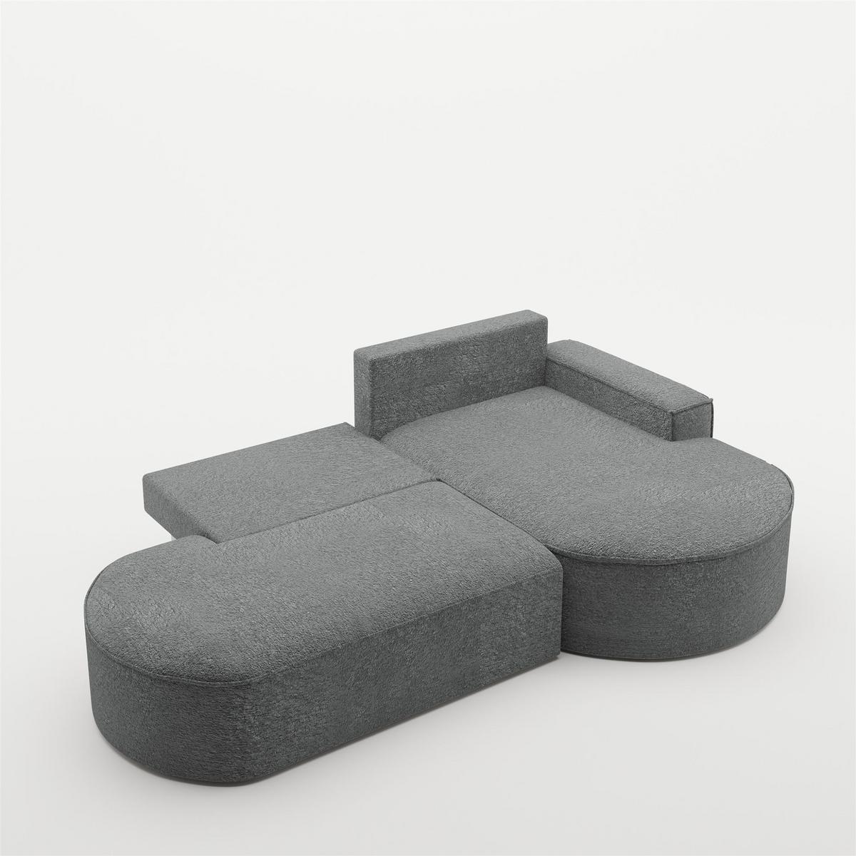 ECKSOFA Venedig Mit Schlaffunktion - Dunkelgrau, Holzwerkstoff/Textil (278/179cm) - Fun Möbel